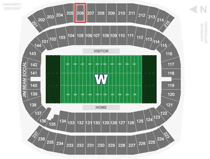 seating located in section 206