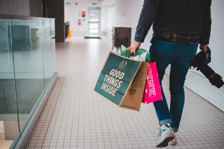 man shopping in mall